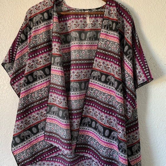 LIVE 4 TRUTH open cardigan high low kimono size large dolman short sleeves - Picture 11 of 15